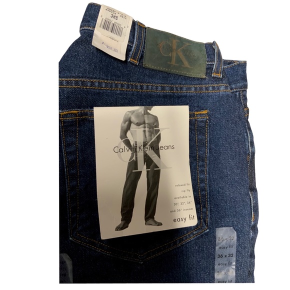 New With Tags Calvin Kline Dark Blue Denim Jeans 36” x 32 Sold - Picture 3 of 10